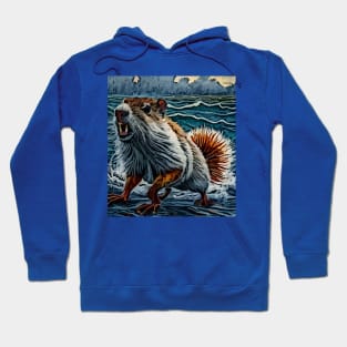 watercolor groundhog walking on water Hoodie